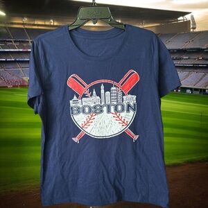 Boston Red Sox MLB Baseball Ladies scoop Neck T-Shirt Size Large 100% Cotton